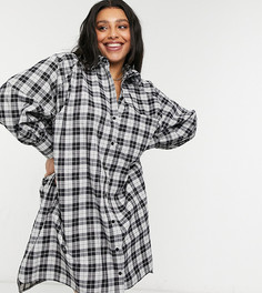 Платье-рубашка бойфренда мини в стиле oversized в клетку ASOS DESIGN Curve-Многоцветный