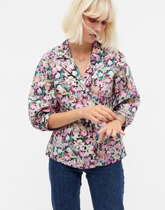 Блузка из органического хлопка с объемными рукавами и цветочным принтом Monki Pam-Многоцветный