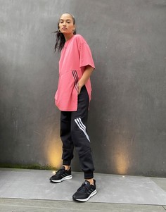 Розовая футболка в стиле oversized с 3 полосками adidas Training-Розовый цвет