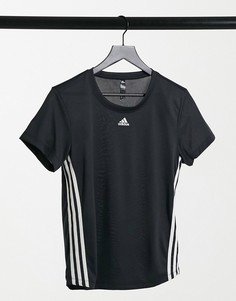 Черная футболка с 3 полосками adidas Training-Черный