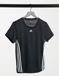 Черная футболка с 3 полосками adidas Training-Черный