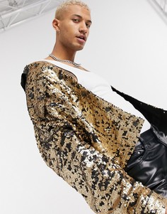 Золотая куртка в стиле oversized с пайетками ASOS DESIGN-Золотистый