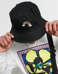 Черная панама с вышитой радугой ASOS DESIGN-Черный цвет