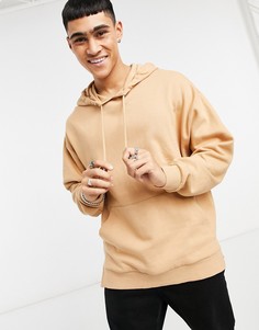 Бежевый oversized-худи с разрезами по нижнему краю ASOS DESIGN