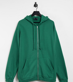 Зеленый худи в стиле oversized на молнии из органического хлопка ASOS DESIGN-Зеленый цвет