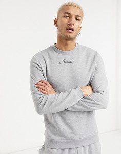 Oversized свитшот с надписью "Authentic" на груди ASOS DESIGN-Серый
