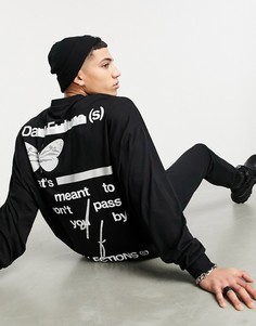 Длинная черная oversized-футболка с текстовым принтом ASOS Dark Future-Черный цвет