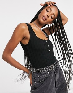 Боди черного цвета с пуговицами Bershka-Черный