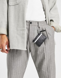 Кожаная кредитница с контрастной вставкой и застежкой ASOS DESIGN-Черный