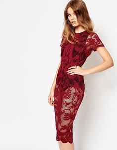 Облегающее кружевное платье миди ASOS-Черный цвет