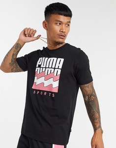 Черная футболка с принтом Puma-Черный