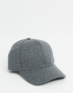 Серая бейсболка из мельтона ASOS DESIGN-Серый