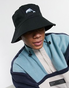 Черная панама с широкими полями и вышивкой дельфина ASOS DESIGN-Черный цвет