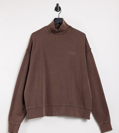 Коричневый свитшот в стиле oversized с вышитым логотипом COLLUSION Unisex-Коричневый цвет