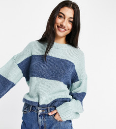 Пушистый oversized-джемпер в полоску в стиле колор блок ASOS DESIGN Tall-Голубой