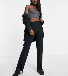 Черные свободные брюки узкого кроя с разрезом спереди ASOS DESIGN Tall-Черный цвет