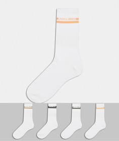 Набор из четырех пар белых носков в полоску с логотипом Jack & Jones-Белый