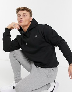 Черный худи в стиле oversized с логотипом с собакой Jack & Jones Essentials-Белый