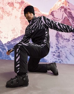 Горнолыжный костюм с вставкой с зебровым принтом ASOS 4505-Черный