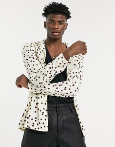 Бежевая рубашка классического кроя с принтом ASOS DESIGN-Бежевый
