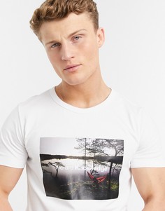 Белая футболка из органического хлопка с фото Knowledge Cotton Apparel-Белый