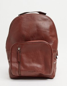 Рюкзак коньячного цвета из кожи с зернистой поверхностью Bolongaro Trevor-Коричневый цвет