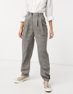 Серые объемные брюки-галифе со складками в клетку ASOS DESIGN-Серый