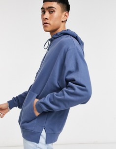 Синий худи в стиле oversized с разрезами по краю ASOS DESIGN-Голубой