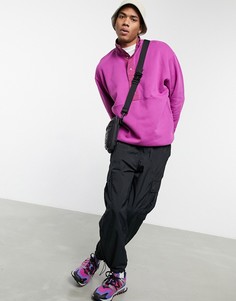 Фиолетовый oversized-свитшот с высоким воротником и кнопками ASOS DESIGN-Сиреневый