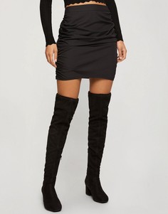 Черная юбка мини со сборками спереди Miss Selfridge-Черный цвет