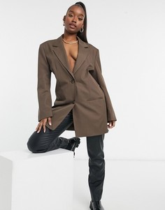 Коричневый свободный однобортный пиджак в винтажном стиле ASOS DESIGN-Коричневый цвет