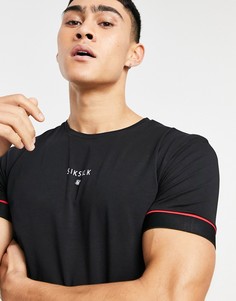 Черная облегающая спортивная футболка с рукавами реглан SikSilk imperial-Черный цвет