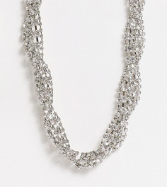 Серебристое ожерелье с крученым дизайном со стразами ASOS DESIGN Curve-Серебристый