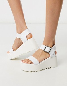 Белые кожаные сандалии на массивной платформе Steve Madden-Белый