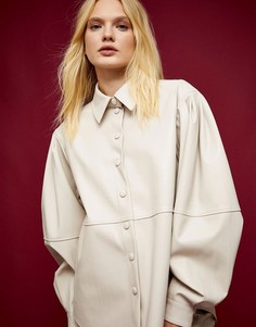 Кремовая рубашка с декоративными швами Topshop IDOL-Кремовый