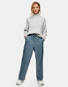 Брюки прямого кроя цвета морской волны Topshop-Зеленый