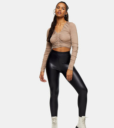 Черные леггинсы из искусственной кожи Topshop Tall-Черный