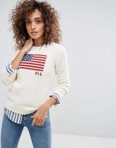Вязаный джемпер с флагом Polo Ralph Lauren-Кремовый
