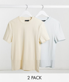 Облегающая футболка из органического хлопка ASOS DESIGN - Комплект из 2 шт.-Многоцветный