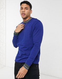 Свободный лонгслив с окантовкой ASOS DESIGN-Голубой