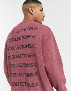 Бордовый свитшот с повторяющимся логотипом на спине ASOS Dark Future-Красный