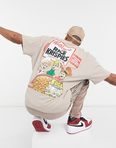 Бежевая oversized-футболка с принтом "Rice Crispies" на спине ASOS DESIGN-Бежевый