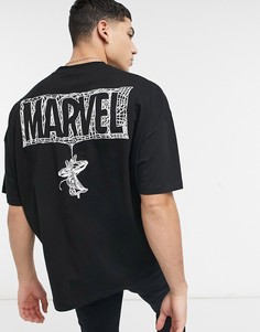 Белая oversized-футболка с принтом «Marvel Spider Man» на спине ASOS DESIGN-Черный цвет