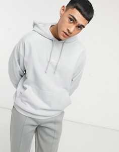 Флисовый oversized-худи c прорезиненной нашивкой логотипа ASOS Daysocial-Голубой