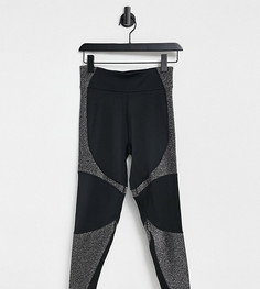 Леггинсы с блестящими контурными вставками ASOS 4505 Petite-Черный цвет