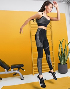 Леггинсы с блестящими контурными вставками ASOS 4505-Черный цвет