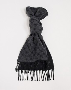 Шарф с принтом-монограммой River Island-Серый