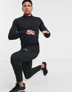 Спортивный облегающий свитшот на молнии 1/4 ASOS 4505-Черный цвет