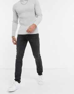 Черные выбеленные зауженные джинсы с неровным краем Topman-Черный цвет