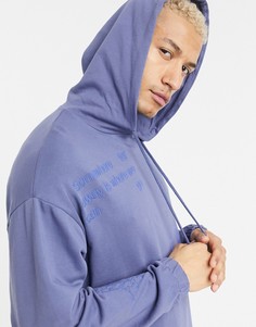 Oversized-худи с принтом в стиле граффити ASOS DESIGN (от комплекта)-Голубой
